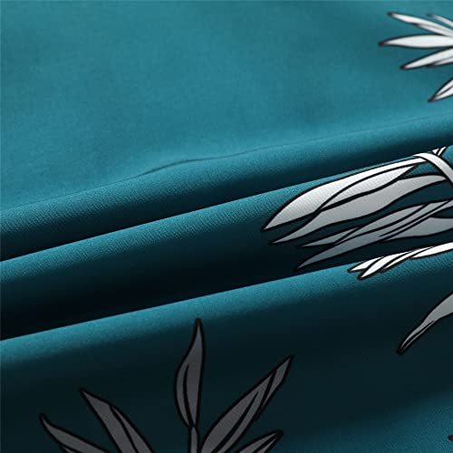 SheLucki Mens Hawaiian Shirts Short Sleeve Casual Button Down Shirts Summer Tropical Floral Beach Shirt Leaf Green 1-077 XL