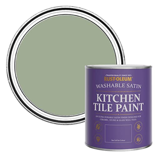 Rust-Oleum Pintura verde resistente al agua para azulejos de cocina en acabado satinado, Bramwell 750 ml