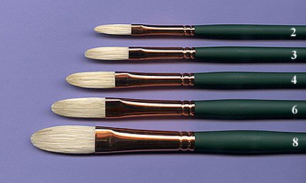 Silver Brush 1027-6 Grand Prix Premier Long Handle Hog Bristle Brush, Extra Long Filbert, Size 6