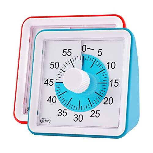 Visual Timer, Supkiir 60 minute Countdown Clock, Time Management Tool for Meeting Cooking Teaching Classroom Games for Teachers, Silent Analog Timer with Alert for Kids with Autism Adhd
