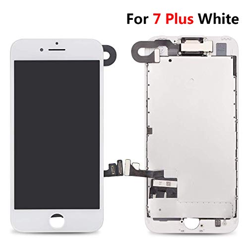Compatible with iPhone 7plus Screen Replacement (White 5.5''),LCD Display & Touch Screen Digitizer Frame Assembly Set with Free Repair Tool (Front Camera+Sensor Flex+Speaker+Screen Protector)