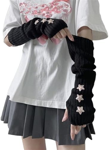 新品　aesynctx lace hand warmer neo grunge MILLEVIBE Harajuku Arm Warmers - Y2K Grunge Lolita Star, Cute