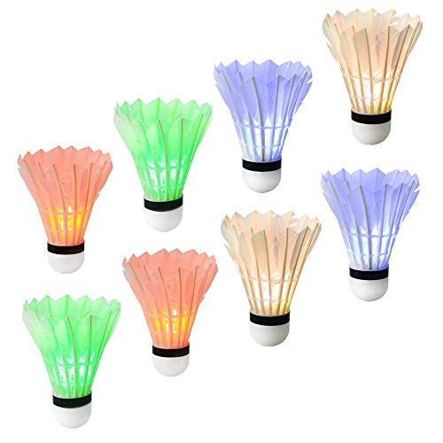 Ohuhu LED Badminton Shuttlecocks, Dark Night Glow Birdies Lighting for Outdoor Indoor Sports Activities, 8-Pack