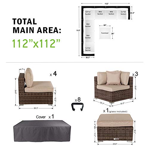 SUSIE'S GARDEN 8 Pieces Outdoor Furniture No Assembly, Outdoor