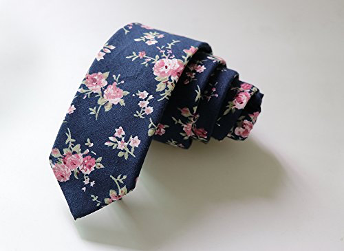 Floral Tie Men's Cotton Printed Flower Neck Tie Skinny Neckties (8502)