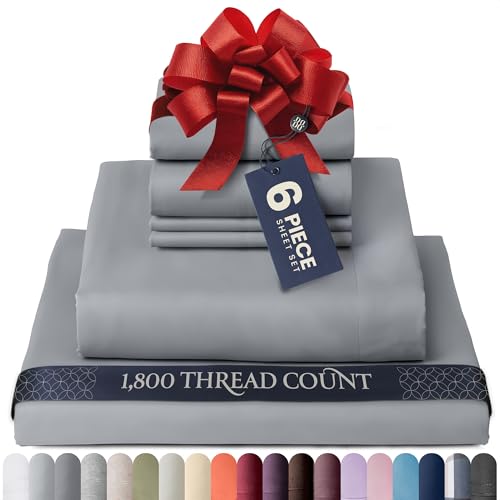 BELADOR Juego de sábanas de lujo de 6 piezas tamaño Queen, suave, transpirable, sin arrugas, certificado Oeko-Tex, 1800 hilos, microfibra de doble cepillado, bolsillos de 16 pulgadas de profundidad, 4