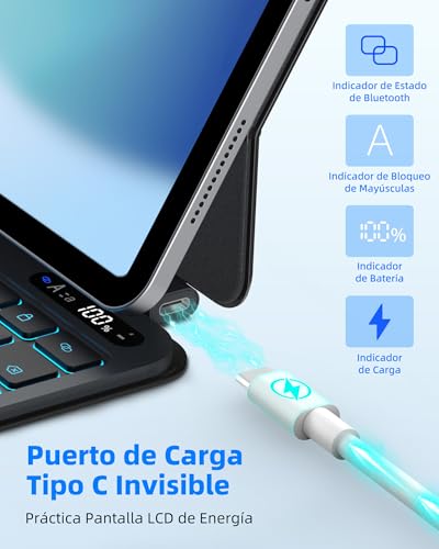 Bettdow Keyboard for iPad Air 11" M4 2026/M3 2025/M2 2024, Spanish Ñ Lightweight Aluminum Alloy Magnetic Floating Design Keyboard with Trackpad for Air 5th/4th 10.9"/iPad Pro 11" 4th/3rd/2nd/1st, Black