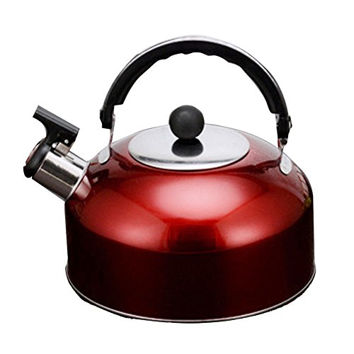 Stainless Steel Kettle,3L Thicken Induction Cooker Kettle Flat Base Whistling Kettle Home Kitchen Accessories,Quick Boil Cordless Electric Kettle for Water Tea Make(Burgundy)