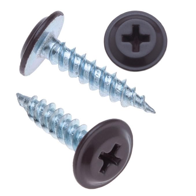 4.2mm x 19mm Wafer Head Self-Tapping Phillips Screws for Sheet Metal to Wood, Powder-Coated Colour Chocolate Brown (RAL 8017), Fine Thread, Sharp Tip Galvanized Screw, Indoor & Outdoor Use (250 pcs)