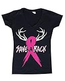 Shop4Ever Save A Rack Women's V-Neck Breast Cancer Awareness Shirts SLIM FIT