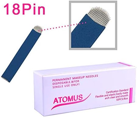 50Pcs 18-Pin Microblading Needles - Microblading Blades Permanent Makeup Manual Eyebrow Tattoo Needles 18-Pin Blades For Microblading Supplies
