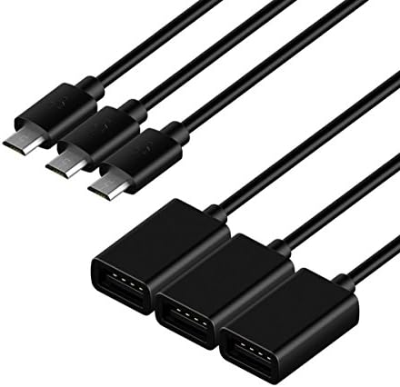 3-Pack Micro USB to USB OTG Host Adapter - Micro USB Male to USB A Female On-The-GO Host Cable Adapter
