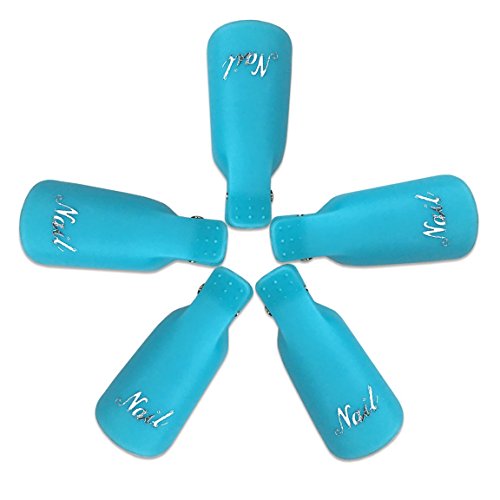 Pana Reusable Keeper Acrylic Nail Art Soak Off UV Gel Polish Remover Cap Clips Manicure Tool (1 Pack, Teal)