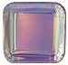 Juvale 48 Pack of Silver Iridescent Party Plates, Square with Holographic Foil (9-Inch) - Iridescent Plates