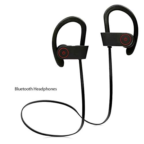 Bluetooth Headphones, Sweatproof Noise Isolating Earbuds, Waterproof IPX7, HD Sound with Bass, Microphone, Soft Silicone Earhooks, for Sport Running Gym Yoga Fitness Traveling