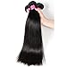 VRBest Hair Virgin Brazilian Straight Human Hair Extensions 3 Bundles Unprocessed Brazilian Virgin Hair Weave Bundles Natural Black Color (14 16 18)