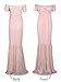 JustVH Women's Off Shoulder Short Sleeve V Neck Lace Maternity Gown Maxi Photography Dress Peach Pink