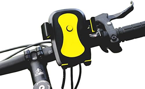 Goalfy Bike Phone Mount,Universal Bike Cell Phone Holder for Motorcycle, iPhone 6/6s | 6/6s Plus | 5 | 5s | Galaxy S4/S5/S6 Edge | Note 5 | Holds phones To 4"in. Wide, (Yellow)