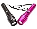 WMTC LED T-6 Tactical Flashlights (Pack of 2): Bright Light, Durable Military Grade Construction for Emergencies, Camping, Hiking, Rechargeable Battery, Convenient Power Button - Pink & Black