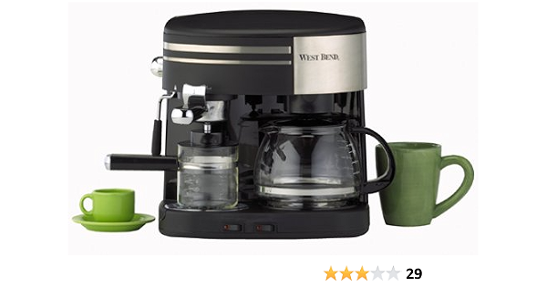 Amazon.com: West Bend 55108 3 en 1 Centro de café, color negro y acero  inoxidable : Hogar y Cocina