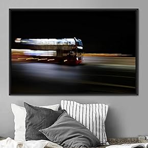 signwin Framed Canvas Wall Art Bus Lights Aerial...