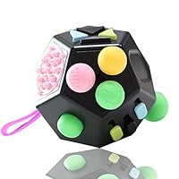 VCOSTORE 12 Sided Fidget Cube, Dodecagon Fidget Toy for Children and Adults, Stress and Anxiety Relief Depression Anti for All Ages with ADHD ADD OCD Autism (Black)