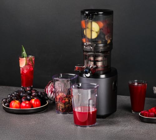 Kuvings | AUTO6 Hands Free Juice Extractor | Automatic Cutting of Whole Fruit and Vegetables | 1.7L Basket | Easy Cleaning | Anthracite