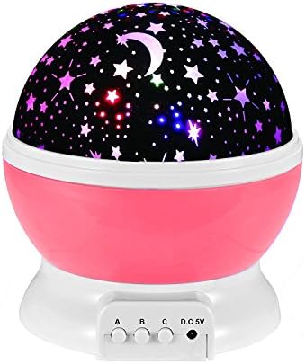 Constellation Night Light Projector Lamp from Kalston offers 4 Bright Colors with 360 Degree Moon Star Projection and Rotation - Kids Baby Bedroom Nursery Decor, Great Gift Idea (Pink)