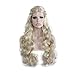 Mildiso Game of Thrones Cosplay Costume Wig Daenerys Targaryen Wig for Women Long Wavy Curly Wigs Heat Resistant Synthetic Hair Wigs ( Beige Gold Black Silver)