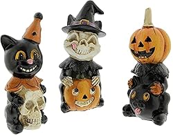 Small Halloween Themed Cat Figurines Set of 3