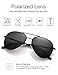 Aviator Sunglasses Mens Women Polarized Black Lens Black Metal Frame Dark 60mm with Case - UV400