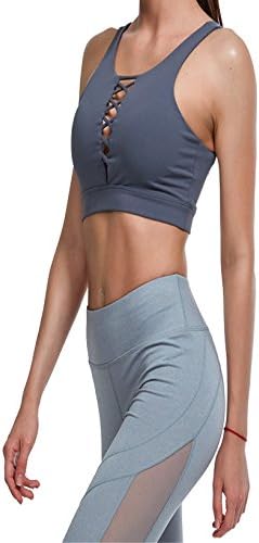 Lokouo New Rim-Free Sexy Back Yoga Sports Bra Underwear,Gray,M