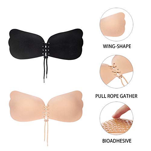 Sticky Push Up Adhesive Bra Invisible Backless Strapless Bra,Breast Lift Tape Reusable Silicone