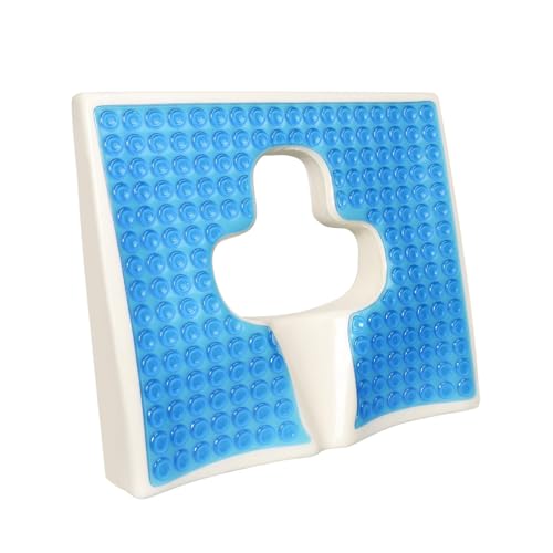 Anti-Bedsore Cushion, Memory Foam & Gel Seat Cushion with T-Shaped Opening, Triangular Slope Design for Tailbone & Sciatica Pain Relief, Anti-Slip, for Wheelchair, Office & Home Use