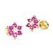 14k Gold Plated Brass Flower Cubic Zirconia Screwback Baby Girls Earrings with Sterling Silver Post