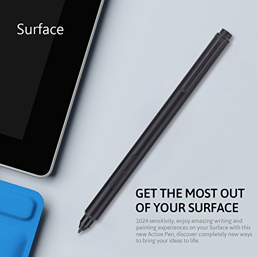 Surface Pen,tesha Surface Pen for Microsoft Surface Pro, Surface Pro 4, Surface Pro 3, Surface Laptop, Surface Studio, Surface Book, 1024 Levels of Pressure Sensitivity with Eraser - Black