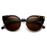 zeroUV - Round Circle Half Frame Semi-Rimless Cateye Sunglasses
