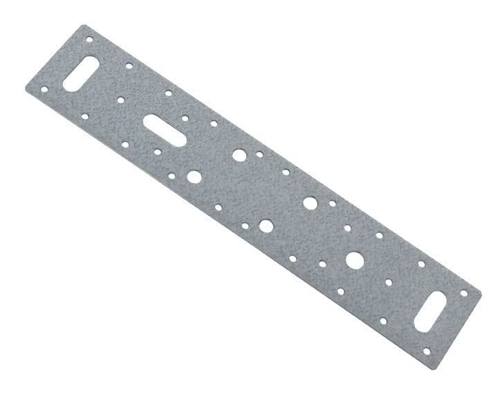 BPC Fixings Galvanised Flat Connector Plate 10-Piece Set, 300 mm Length x 60 mm Width, Silver