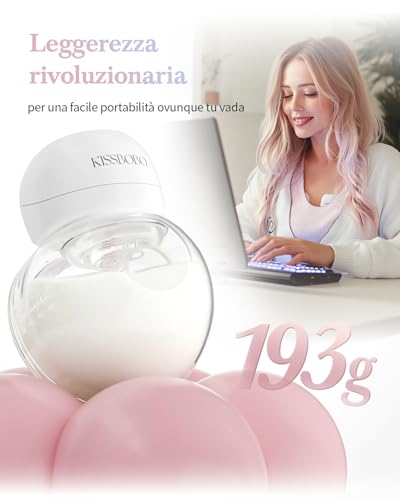 KISSBOBO 1508 Wearable Electric Breast Pump, 193 g Light (Pink 1 Piece) | 180ml container, 3 modes, 9 levels, 1200mAh battery, 27mm opening, hands-free use home, work and travel