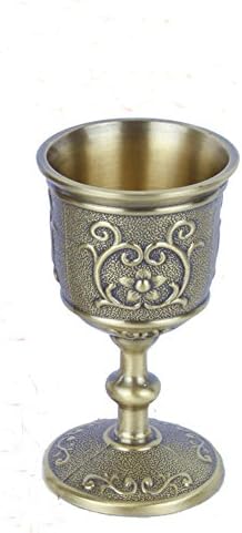 XHWine Vintage Hand-made Solid Copper 25ml Small Size Alcohol &amp; Liquor &amp; Whisky Glass Water Goblet Carving Pattern (Approx 0.85oz)