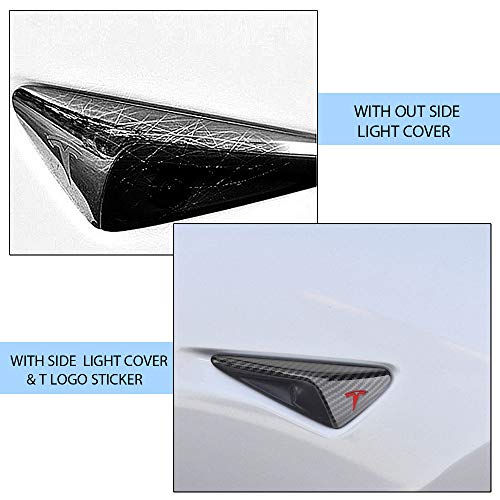 CoolKo Tesla Car Front Side Turn Signal Light Lamp Strip Cover Trim for Model X, S, 3 [ Carbon Fiber Pattern with 4 Red Logo Stickers ] - Thumbnail 7