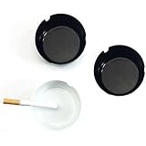 Pack of 3 Ashtray Black and White Cigarette Ash Tray Plastic Pub Outdoor Garden Smoking Restaurant Bar Home