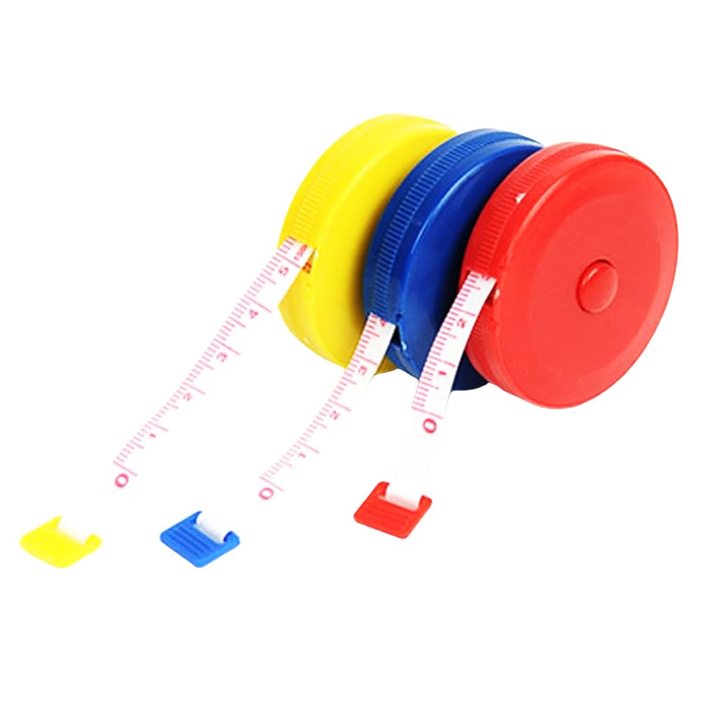 3pcs 1.5m 60inch Portable Soft Tape Measurement Sewing Tailor Ruler Push Button Retractable Tape Measure with Plasitc Cover for Clothing Measuring Children'S Height