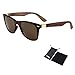 JULI Mens Womens Fashion Wayfarer Wood Bamboo Printed Wrap 52MM Sunglasses 4195WN
