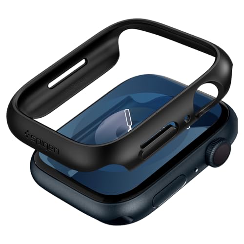 【Spigen】 Apple Watch ケース 45mm 【 Series 9 / 8 / 7 対応 】 落下 衝撃 吸収 簡易着脱 超薄型 シンプル スリム 軽量 保護カバー アップルウォッチケース シン・フィット ACS04174 (ブラック)商品画像