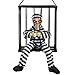 HollyHOME Halloween Decoration Hanging Caged Animated Jail Prisoner Skeleton Terror Decoration Flashing Light up Prop Toy