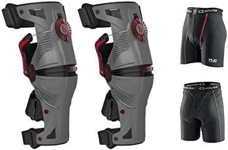 Mobius X8 Knee Braces XXL Grey/Crimson PAIR Dirt Bike MX ATV Free EVS