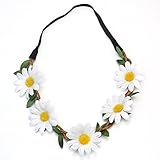 ReFaXi® Hippie Women Bohemian Floral White Daisy Flower Elastic Headband Headpieces for Festival Party