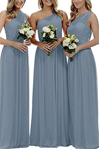 Bridesmaid Dresses for Women Long Chiffon One Shoulder Formal Aline Prom Evening Gown