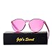 JOJO'S SECRET Oversized Square Sunglasses Metal Frame Flat Top Sunglasses JS009 (Gold/Transparent Red+Gold/Pink, 2.48)